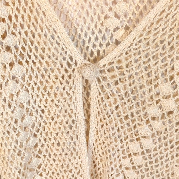 Sexy Boho Concert Festival Crochet Top Vintage Style one button Flowy sleeve - Picture 5 of 11